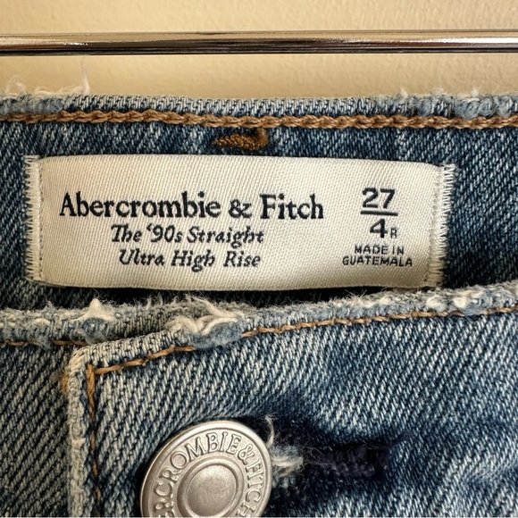 Abercrombie & Fitch size 4 Reg 27 90s Straight Ultra High Rise Jeans Stretch - Picture 5 of 6